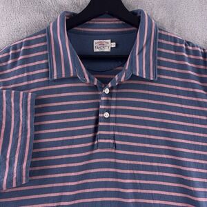 Faherty Pique Polo Shirt Mens Size XL Striped Blue Pink Movement Short Sleeve
